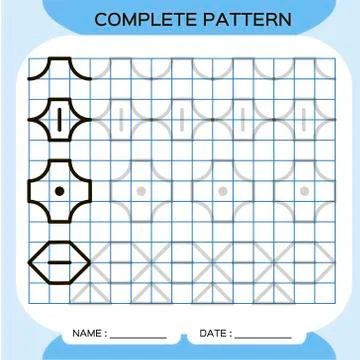 Complete pattern. Tracing Lines Activity For Early Years. Preschool worksheet 스톡 일러스트
