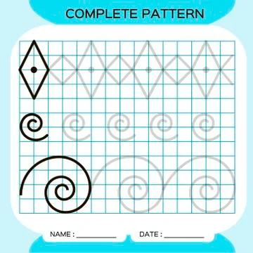 Complete pattern. Tracing Lines Activity For Early Years. Preschool worksheet 스톡 일러스트