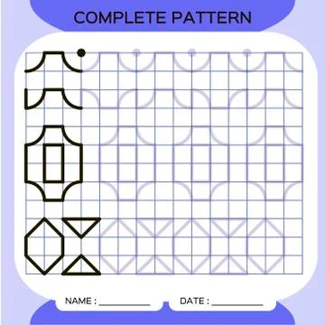 Complete pattern. Tracing Lines Activity For Early Years. Preschool worksheet Stock Illustration