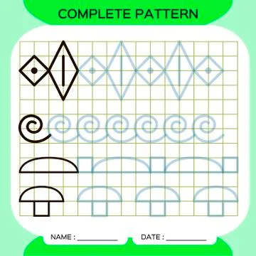 Complete pattern. Tracing Lines Activity For Early Years. Preschool worksheet 스톡 일러스트