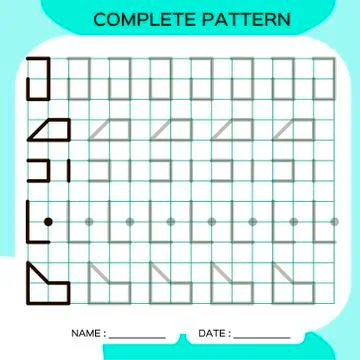 Complete pattern. Tracing Lines Activity For Early Years. Preschool worksheet 스톡 일러스트