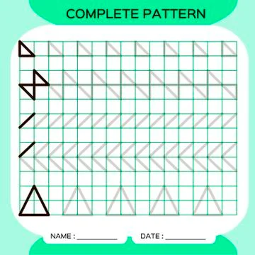 Complete pattern. Tracing Lines Activity For Early Years. Preschool worksheet Stock Illustration