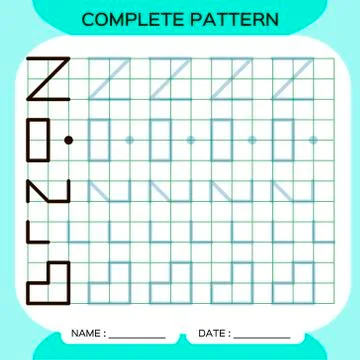 Complete pattern. Tracing Lines Activity For Early Years. Preschool worksheet 스톡 일러스트