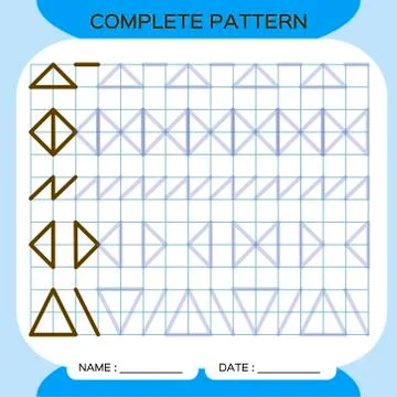 Complete pattern. Tracing Lines Activity For Early Years. Preschool worksheet Illustrazione stock