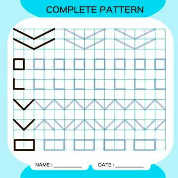 Complete pattern. Tracing Lines Activity For Early Years. Preschool worksheet 스톡 일러스트