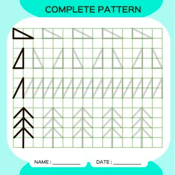 Complete pattern. Tracing Lines Activity For Early Years. Preschool worksheet Illustrazione stock