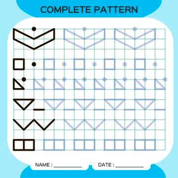 Complete pattern. Tracing Lines Activity For Early Years. Preschool worksheet 스톡 일러스트