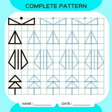 Complete pattern. Tracing Lines Activity For Early Years. Preschool worksheet 스톡 일러스트