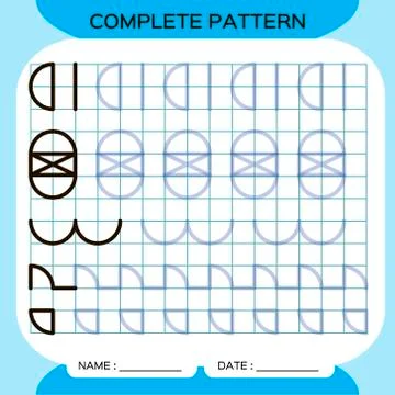 Complete pattern. Tracing Lines Activity For Early Years. Preschool worksheet 스톡 일러스트