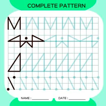 Complete pattern. Tracing Lines Activity For Early Years. Preschool worksheet Stock Illustration