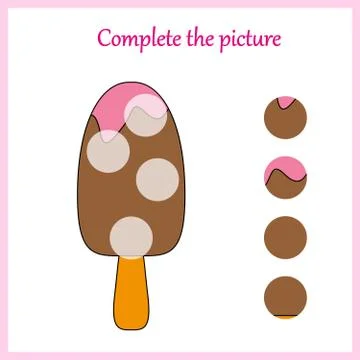 Complete the picture, puzzle task, game for preschool kids. pencil Stock Illustration