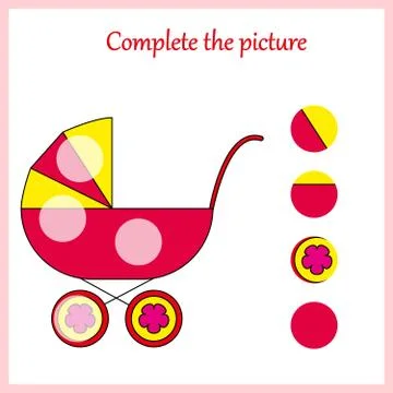 Complete the picture, puzzle task, game for preschool kids. pencil Stock Illustration