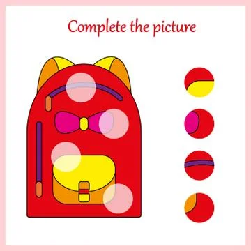 Complete the picture, puzzle task, game for preschool kids. pencil Stock Illustration