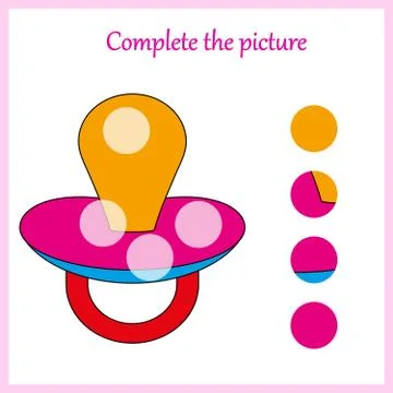 Complete the picture, puzzle task, game for preschool kids. pencil Illustrazione stock