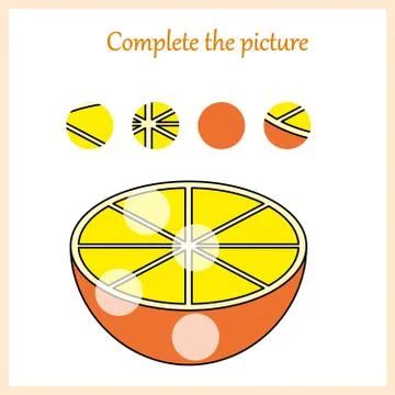 Complete the picture, puzzle task, game for preschool kids. pencil Stock Illustration