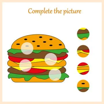 Complete the picture, puzzle task, game for preschool kids. pencil Stock Illustration