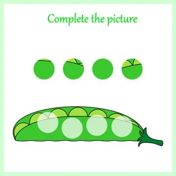 Complete the picture, puzzle task, game for preschool kids. pencil Stock Illustration