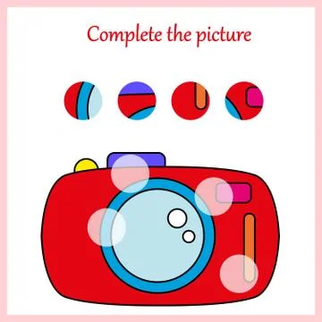 Complete the picture, puzzle task, game for preschool kids. pencil Stock Illustration
