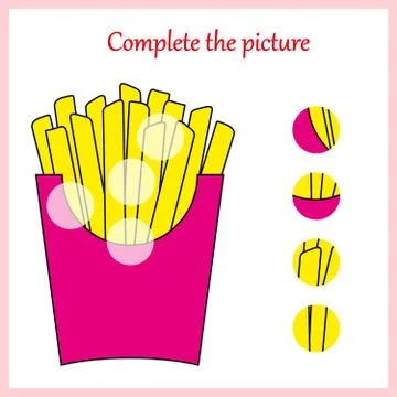 Complete the picture, puzzle task, game for preschool kids. pencil Stock Illustration