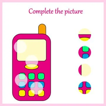 Complete the picture, puzzle task, game for preschool kids. pencil Stock Illustration