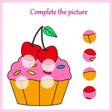 Complete the picture, puzzle task, game for preschool kids. pencil Stock Illustration