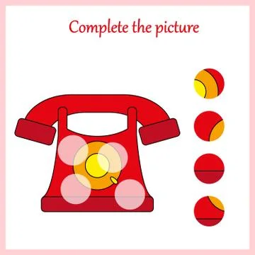 Complete the picture, puzzle task, game for preschool kids. pencil Stock Illustration