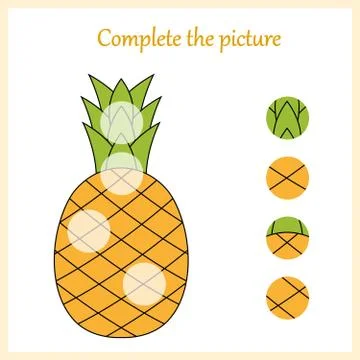 Complete the picture, puzzle task, game for preschool kids. pencil Stock Illustration