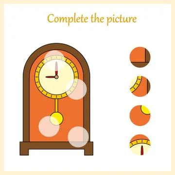 Complete the picture, puzzle task, game for preschool kids. pencil Stock Illustration