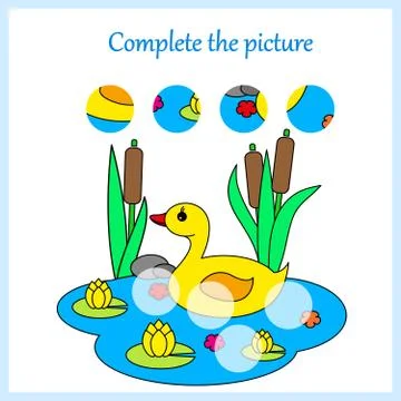 Complete the picture, puzzle task, game for preschool kids. pencil Stock Illustration