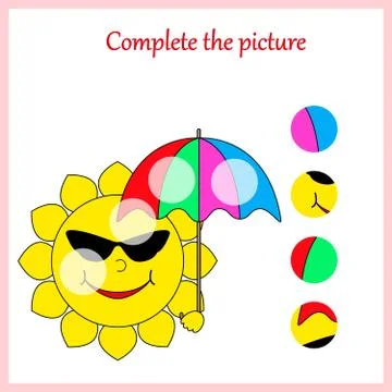 Complete the picture, puzzle task, game for preschool kids. pencil Stock Illustration