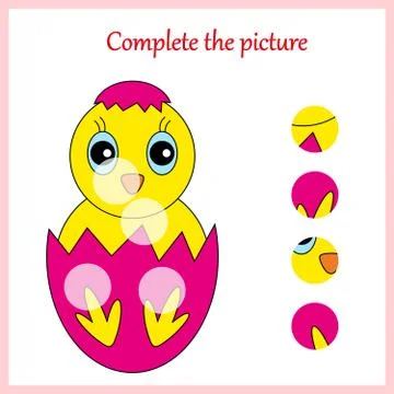 Complete the picture, puzzle task, game for preschool kids. pencil Stock Illustration