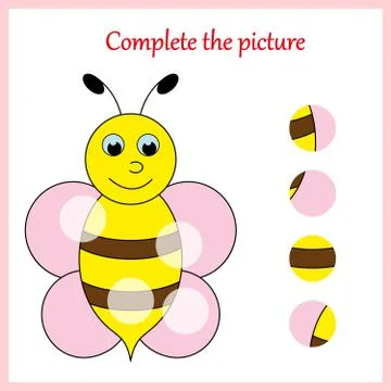 Complete the picture, puzzle task, game for preschool kids. pencil Stock Illustration