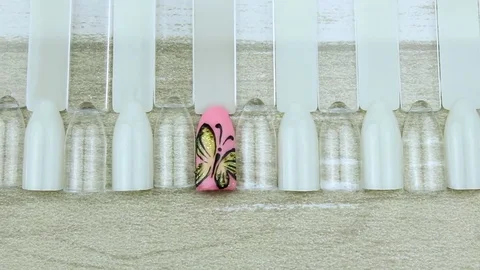 Complete pink manicure among clean Stock Footage 84884942