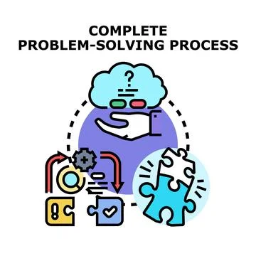 Complete problem solving process finding creative solutions Stock Illustration