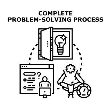 Complete problem solving process vector illustration Stockillustratie
