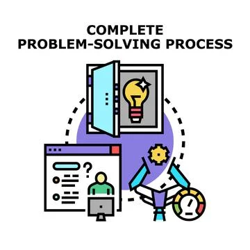 Complete problem solving process vector illustration 스톡 일러스트