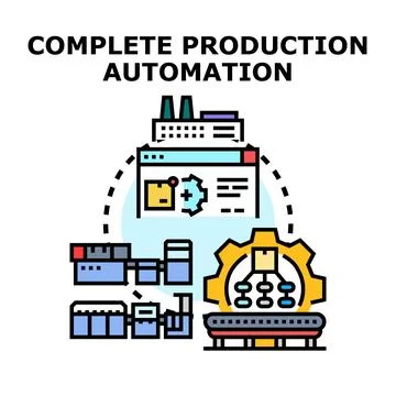 Complete production automation system optimizing industry process Stock Illustration