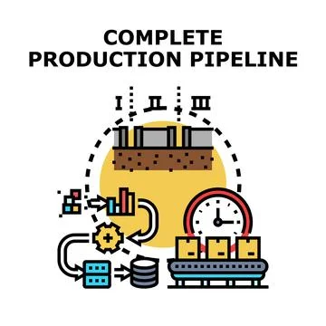 Complete production pipeline developing business manufacturing process Illustrazione stock