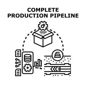 Complete production pipeline optimizing business workflow Illustrazione stock