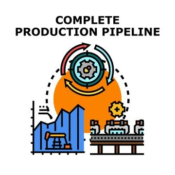 Complete production pipeline process and production flow chart Stock Illustration
