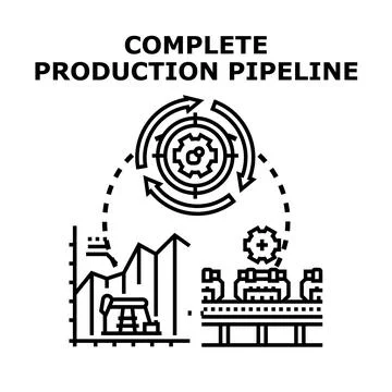Complete production pipeline process and production flow chart Stock Illustration
