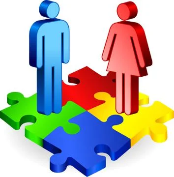 Complete Puzzle with Couple Stock Illustration