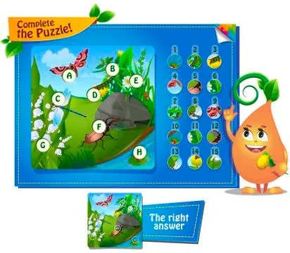 Complete the puzzle insects  Stock Illustration