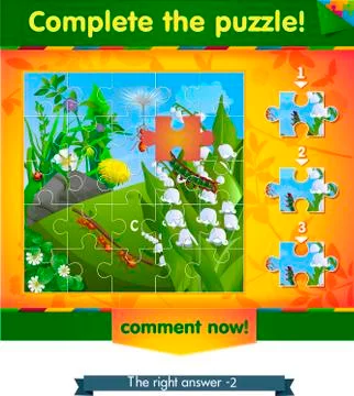 Complete the puzzle insects  Stock Illustration