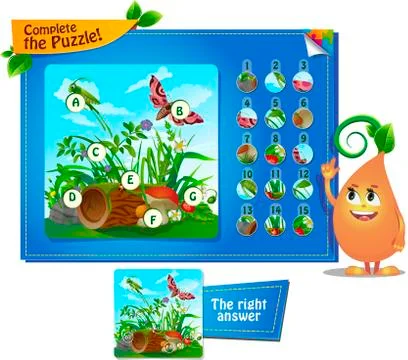 Complete the puzzle insects  Stock Illustration