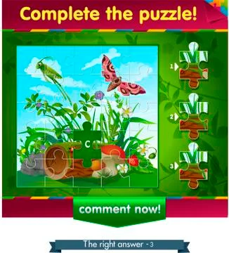 Complete the puzzle insects  Stock Illustration