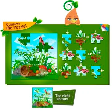 Complete the puzzle insects  Stock Illustration