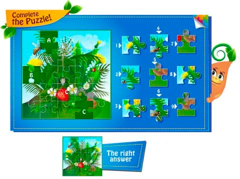 Complete the puzzle insects  Stock Illustration