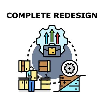 Complete redesign process improving business growth strategy Stock Illustration