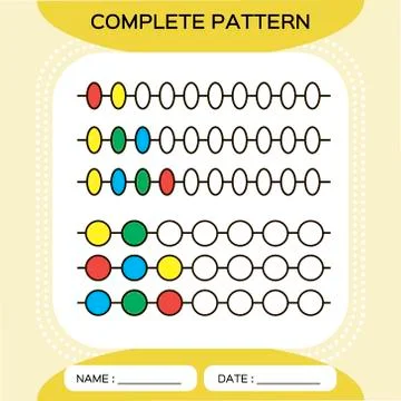 Complete repeating patterns. Worksheet for preschool kids. Practicing motor Stockillustratie